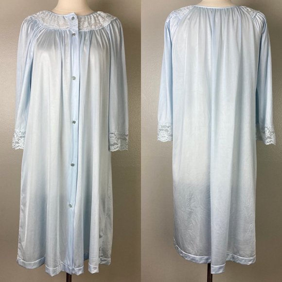 GILEAD - S - VINTAGE Blue Lace Detail Nightgown - Picture 1 of 5
